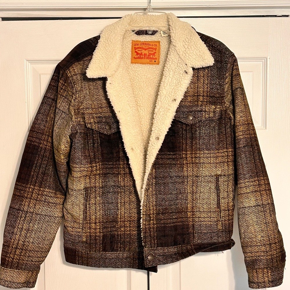 Levi's Brown Plaid Jacket with Sherpa Lining